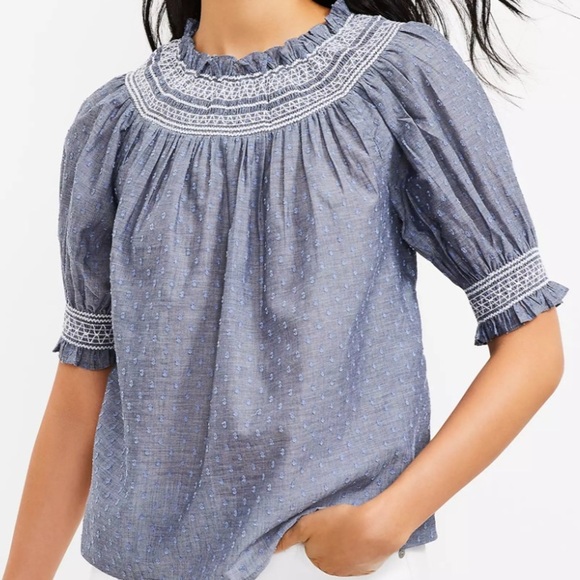 LOFT Clip Smocked Top - Picture 2 of 8